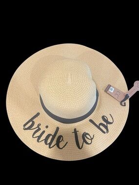 C.C Wide Brim Bride-To-Be Straw Hat, NWT